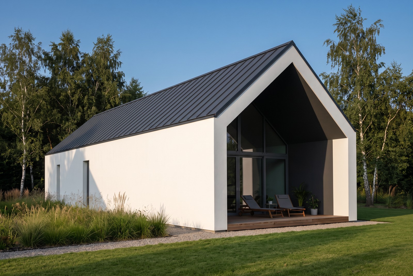Runa · maison sur un niveau, avec terrasse creusée dans le volume